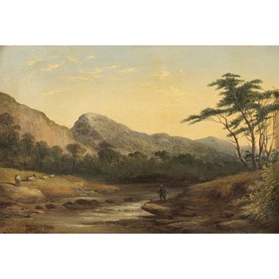 Henry Bright, Paesaggio fluviale, olio su tela