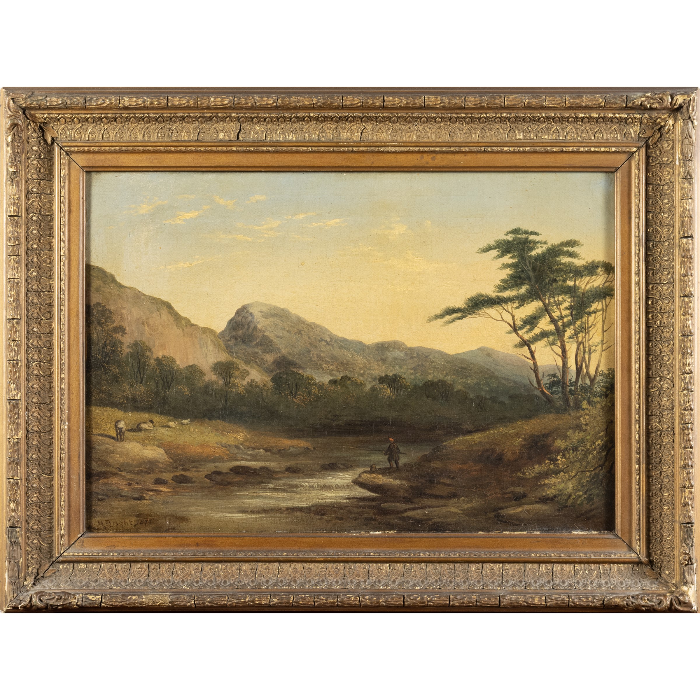 Henry Bright, Paesaggio fluviale, olio su tela