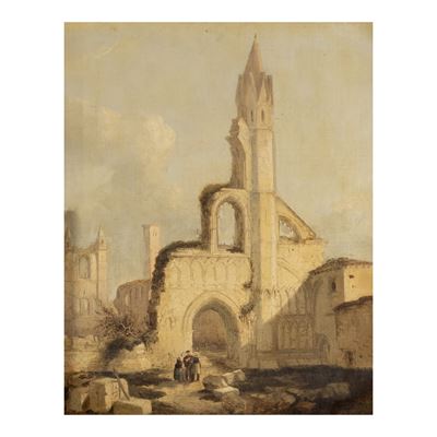 Pittore scozzese, Rovine della cattedrale di Sant'Andrea in Scozia, olio su tela