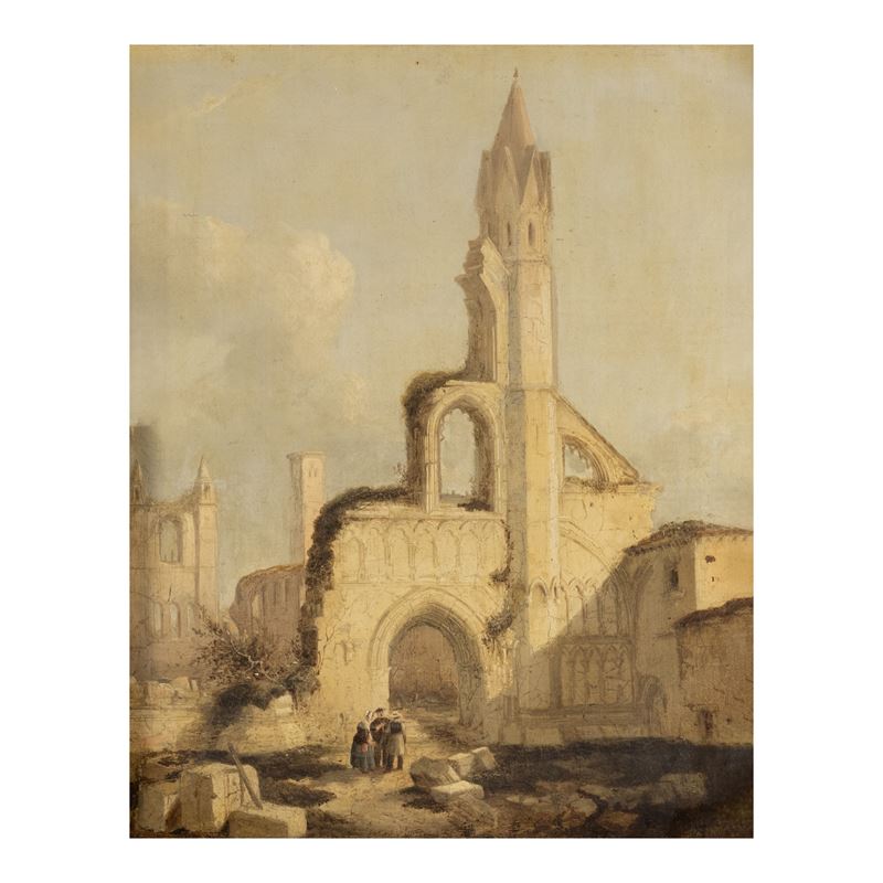 Pittore scozzese, Rovine della cattedrale di Sant'Andrea in Scozia, olio su tela