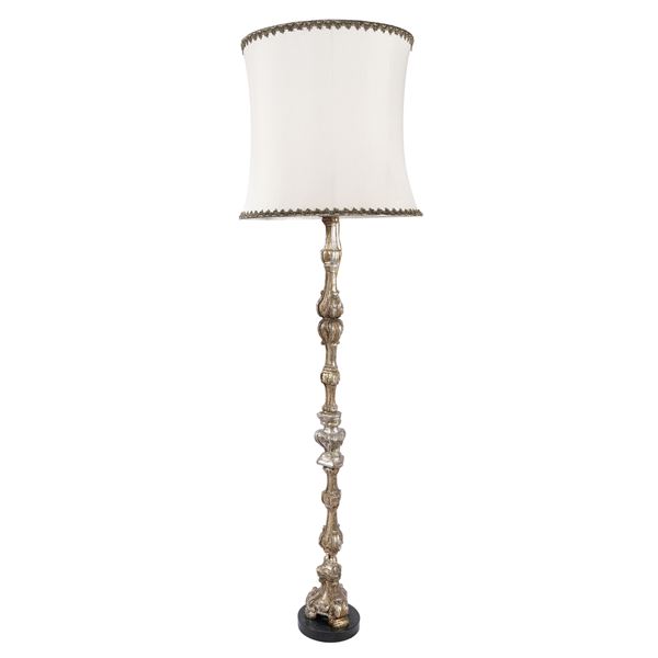 Carved and lacquered wood electrified torch holder