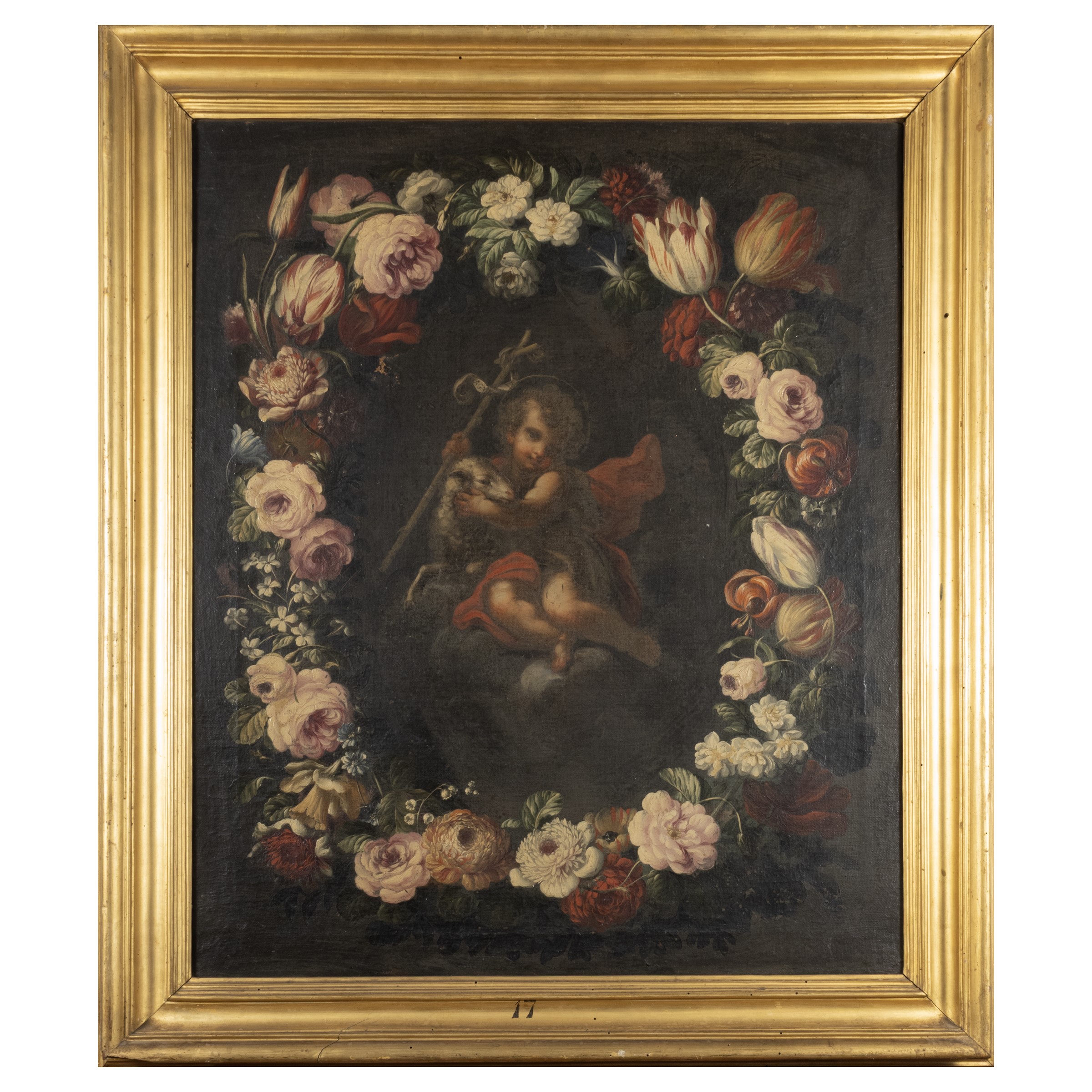 Mario Nuzzi, San Giovannino in ghirlanda di fiori, olio su tela