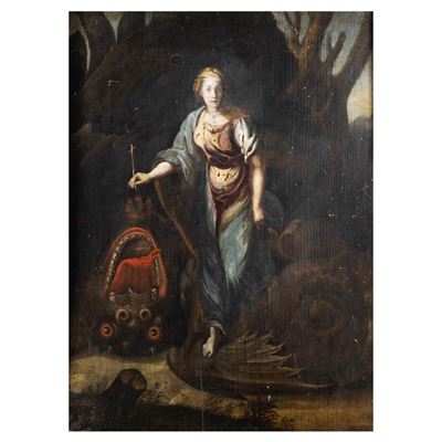 Raffaello Sanzio, Santa Margherita e il drago, olio su tavola