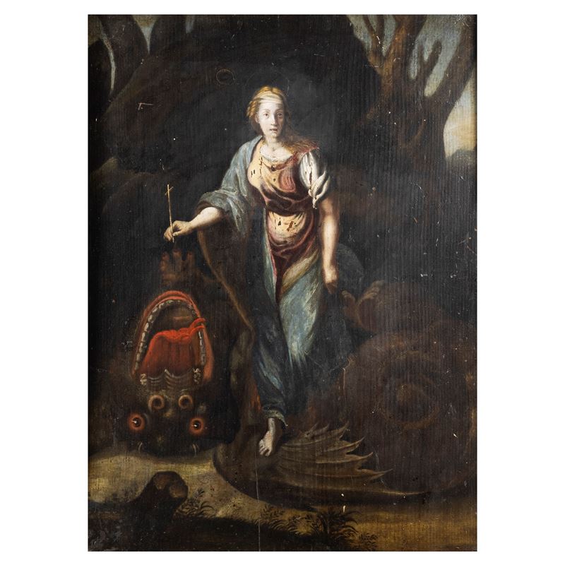 Raffaello Sanzio, Santa Margherita e il drago, olio su tavola