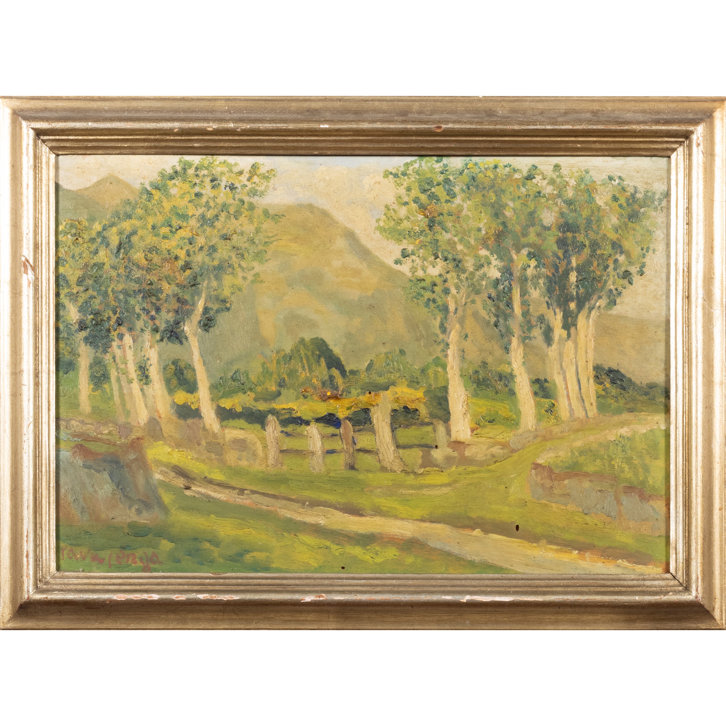 Pittore italiano, Scorcio di bosco, olio su tavola