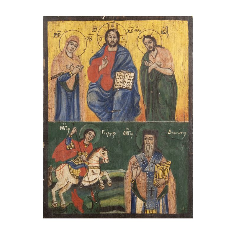Icona, Deesis con San Giorgio e San Nicola, tempera su tavola