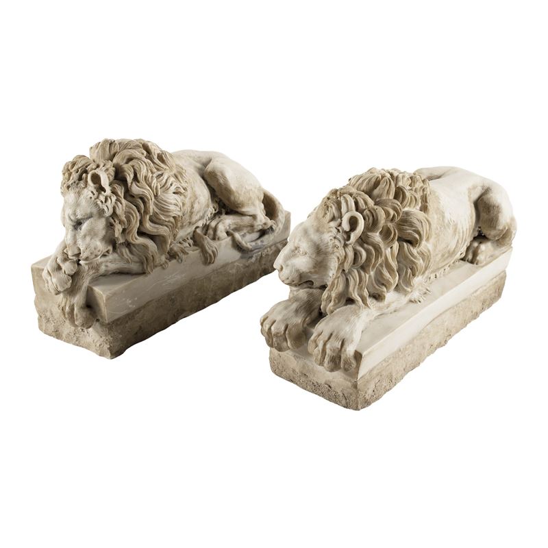 Coppia di sculture in pasta di marmo