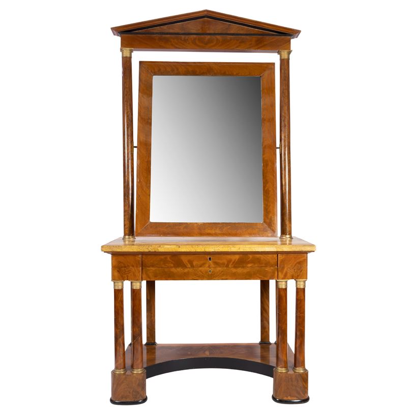 Console con specchiera in legno