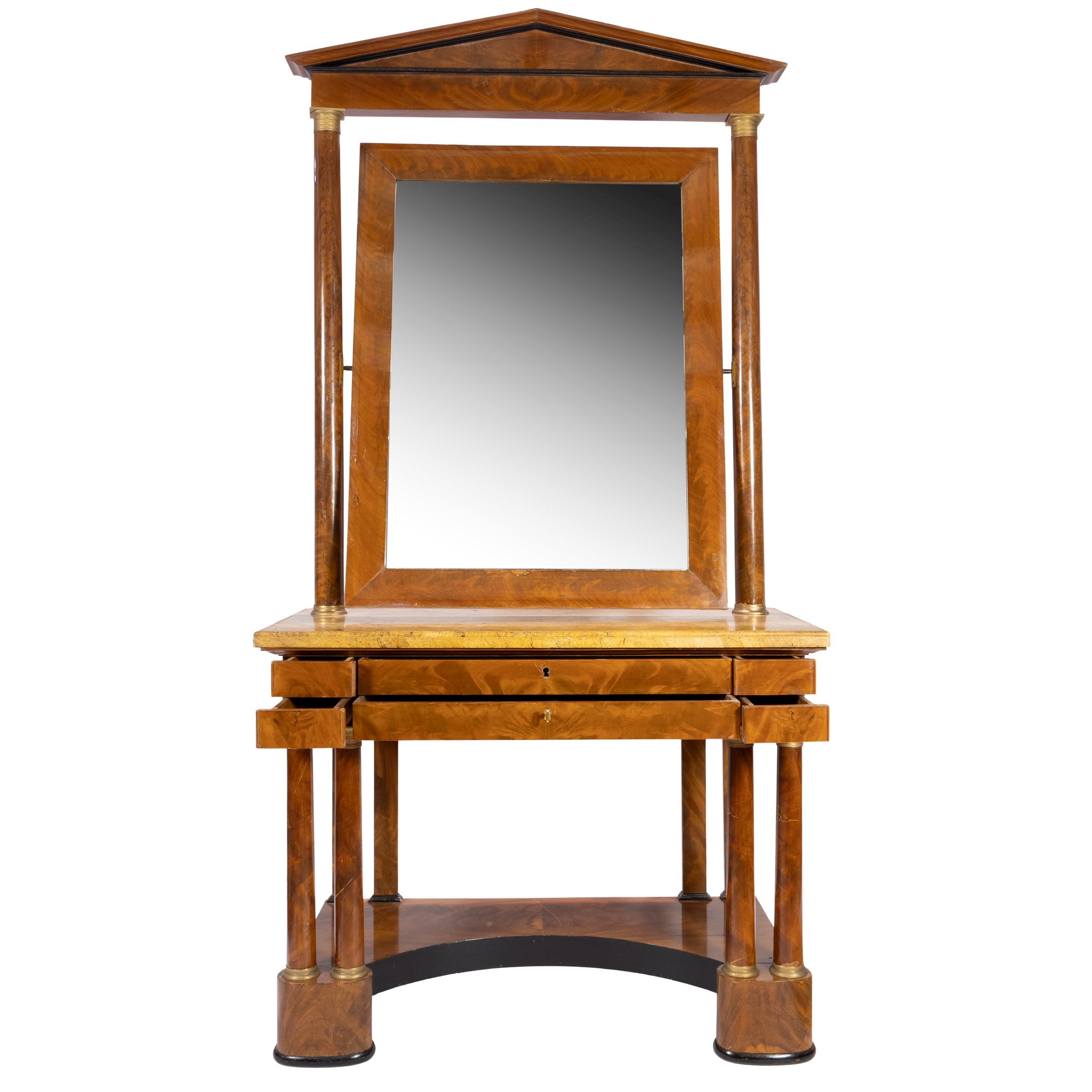 Console con specchiera in legno