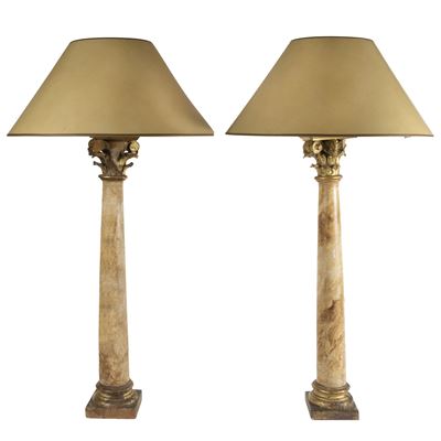 Lampade da tavolo in legno laccato, h. 61,5 cm