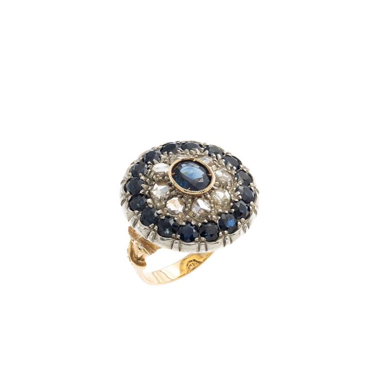 Antico anello in oro giallo 18kt e argento