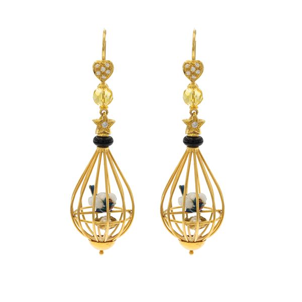 Orecchini pendenti a gabbia per uccelli