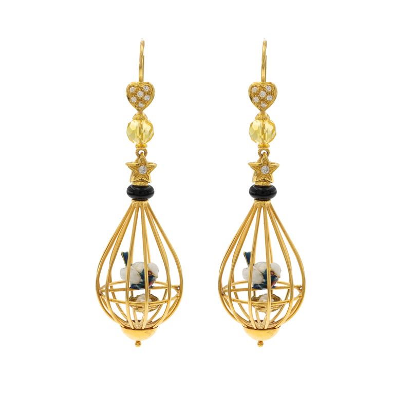 Orecchini pendenti a gabbia per uccelli