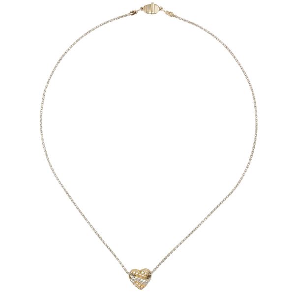 Collana in oro bianco 18kt con pendente a cuore scorrevole