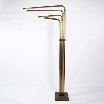 Lampada da terra in ottone con base in ghisa
