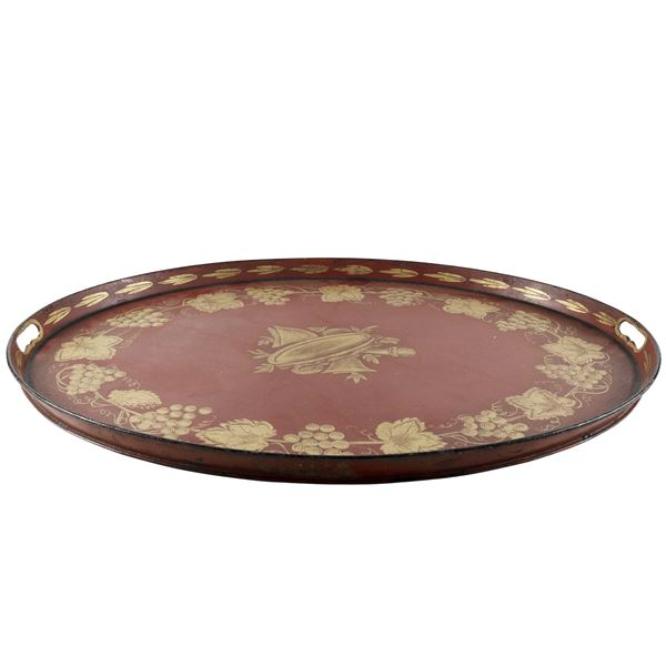 Large painted metal tray