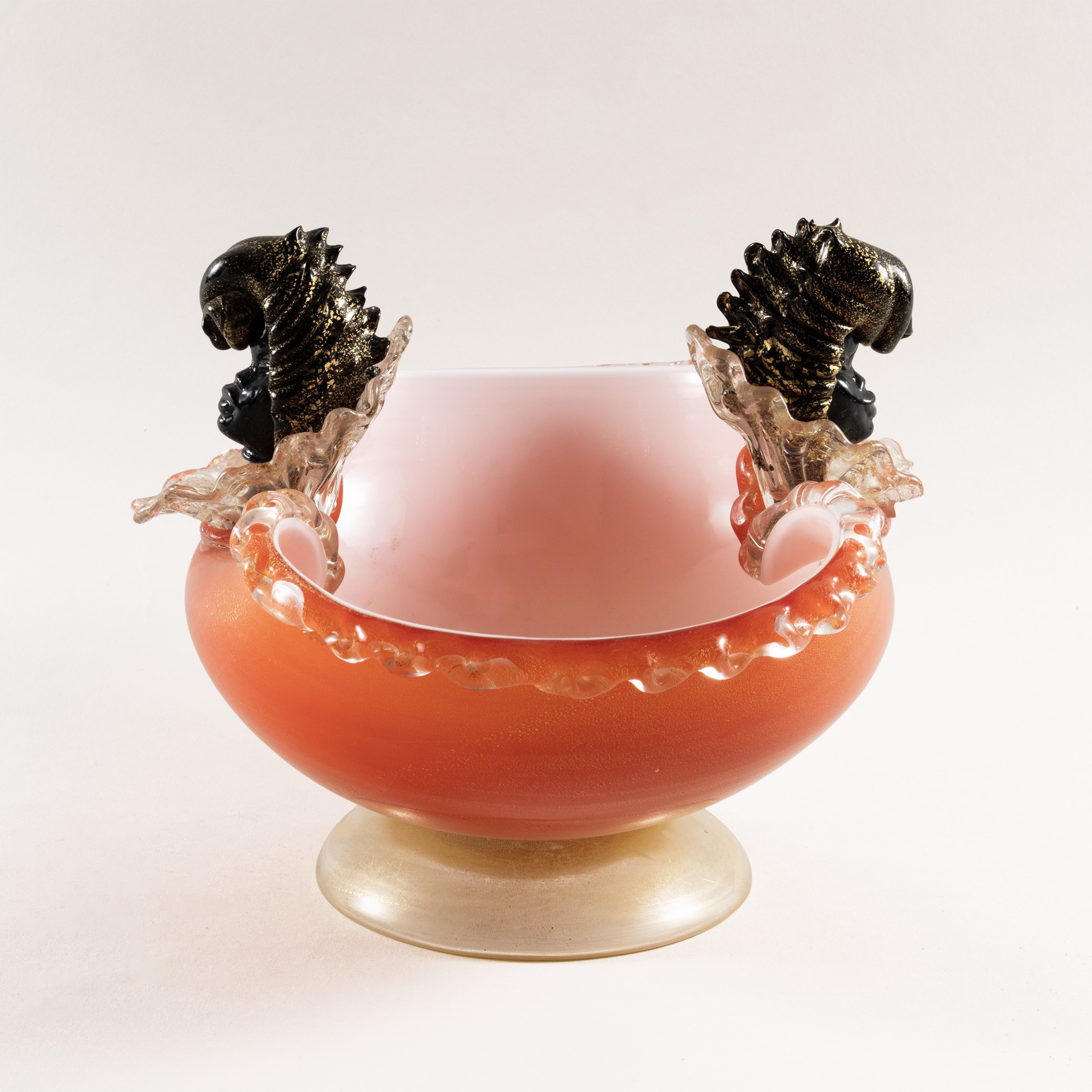 Manifattura italiana, Bowl in vetro policromo con foglia d’oro, Murano, primi anni del ’900