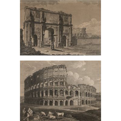 Coppie di stampe, 'Vedute di Roma', dimensioni 38,5x49 cm