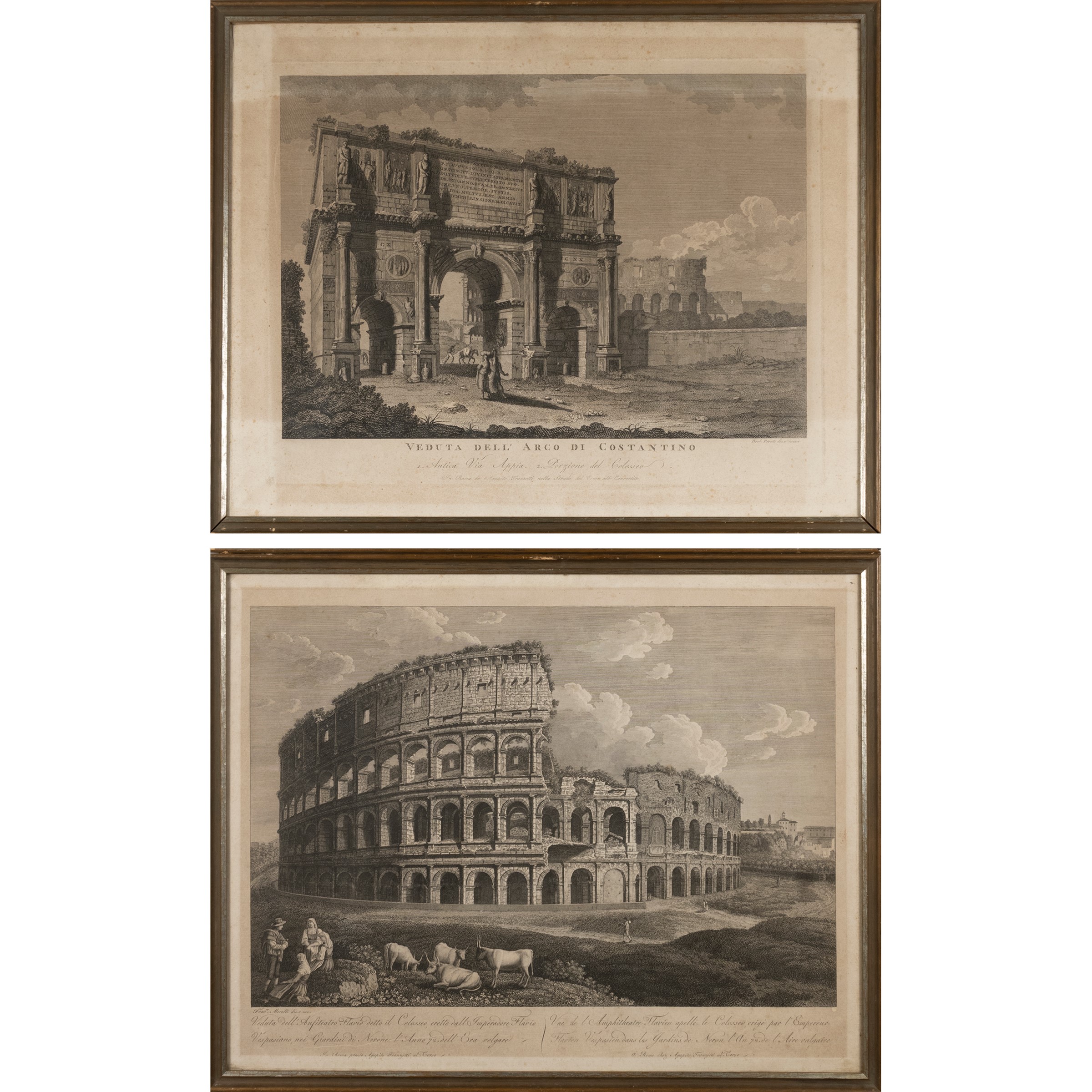 Coppie di stampe, 'Vedute di Roma', dimensioni 38,5x49 cm