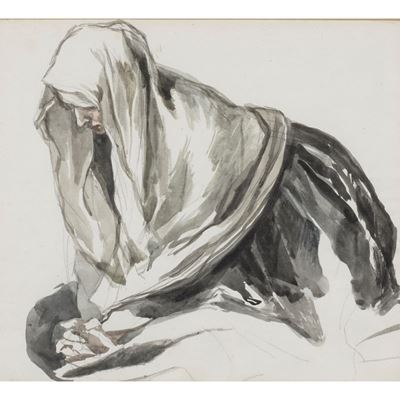 Scipione Vannutelli, Studio di figura femminile, acquerello su carta