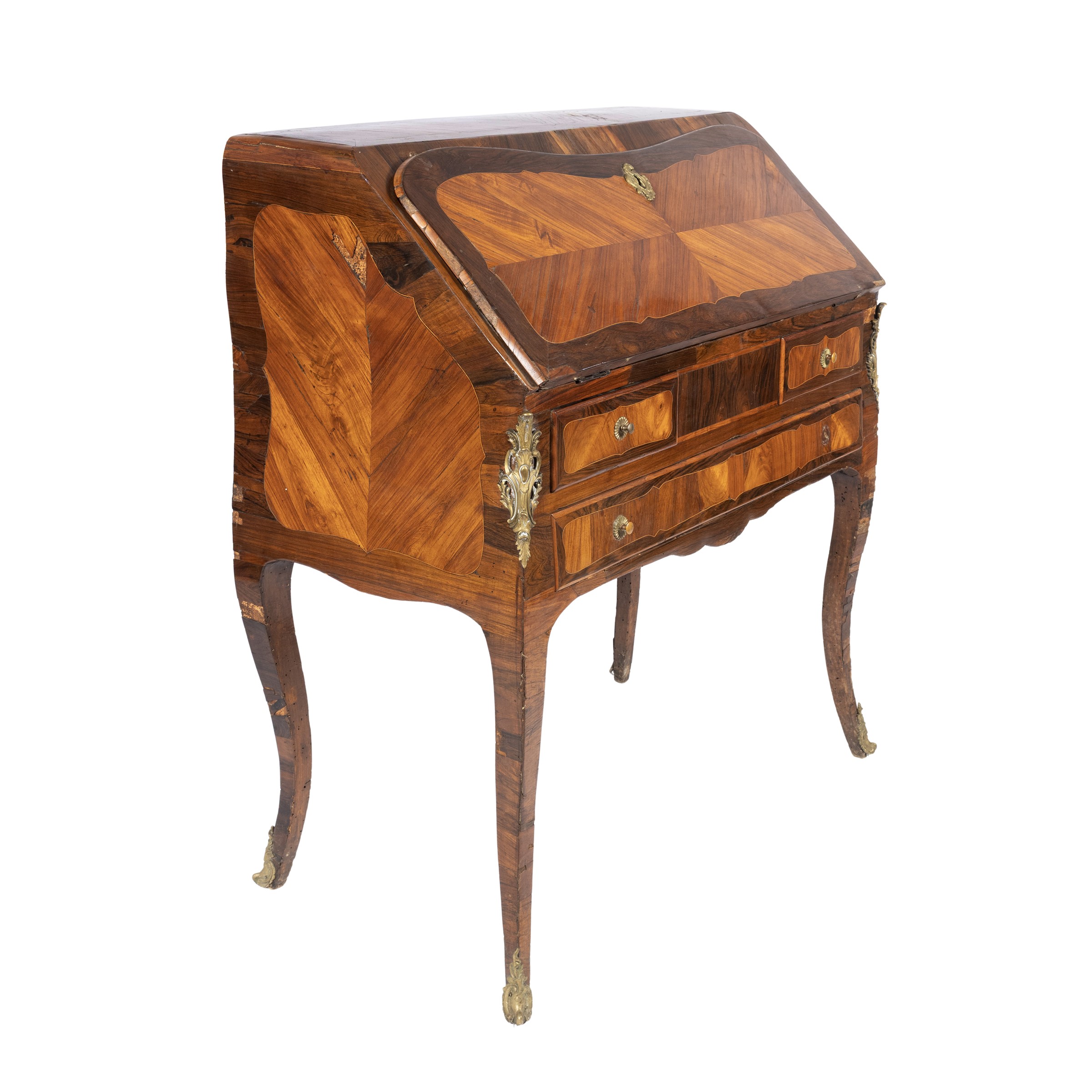 Mobile scrittoio lastronato in legni vari