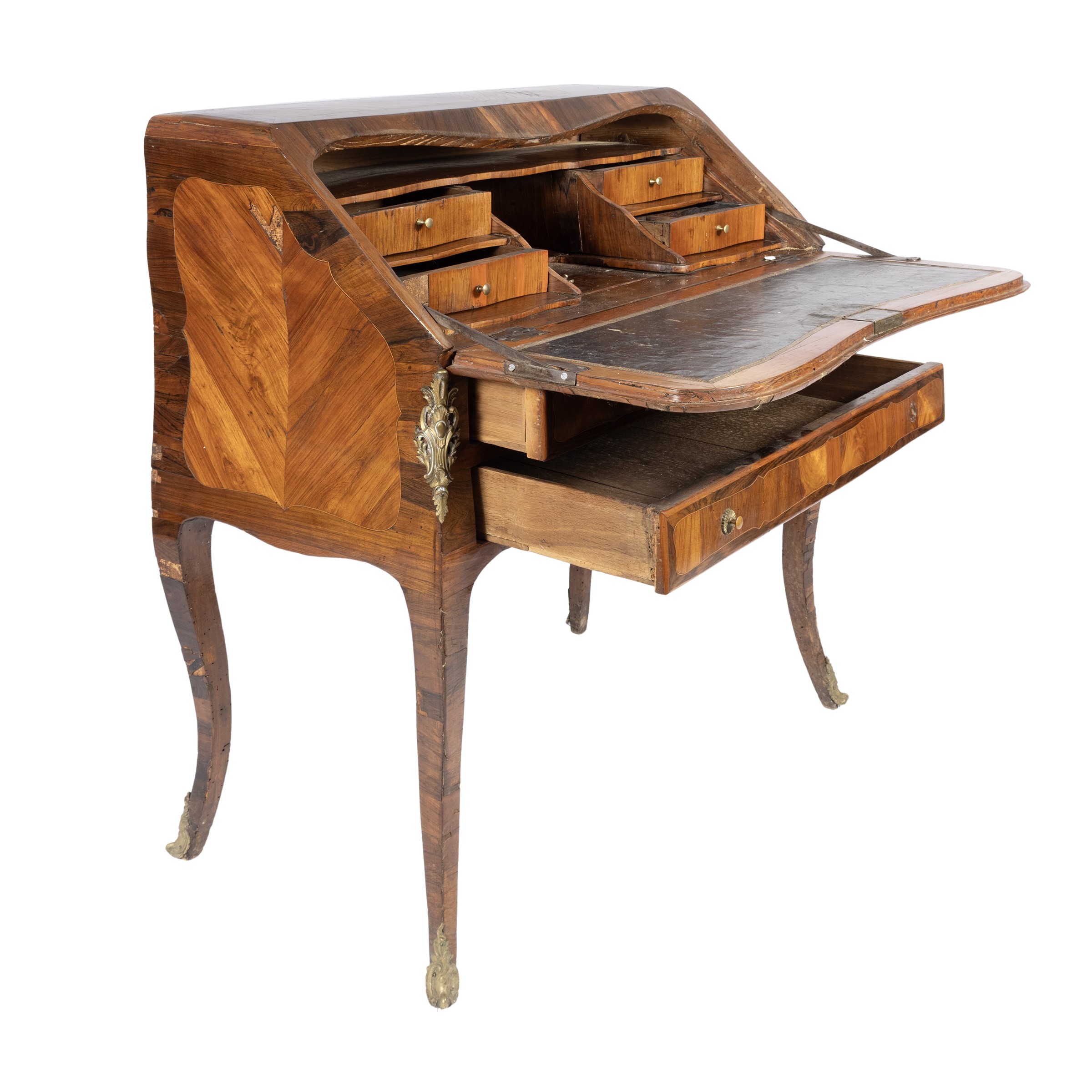 Mobile scrittoio lastronato in legni vari