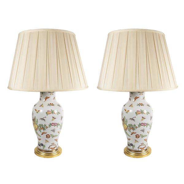 Pair of electrified porcelain vases