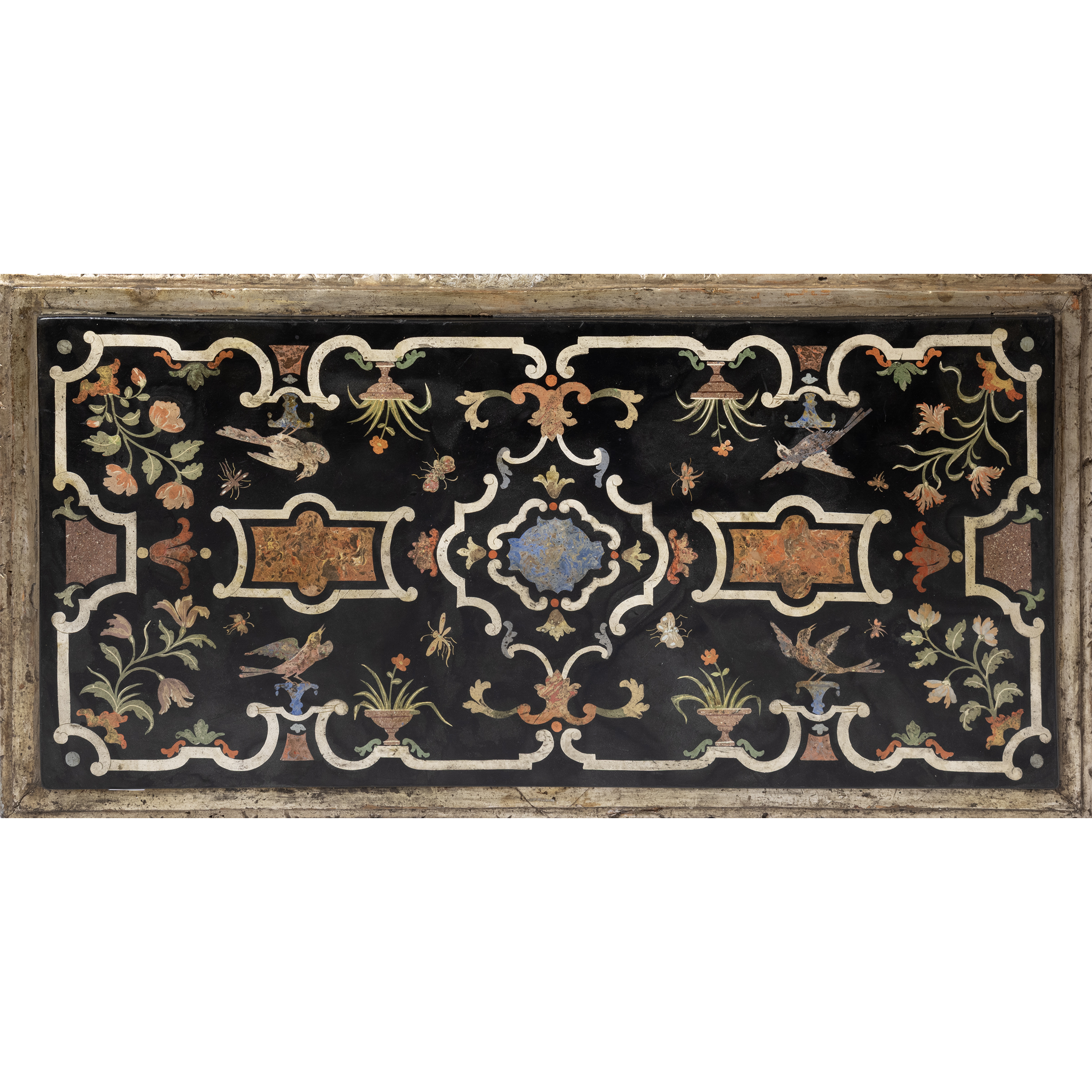 Coppia di pannelli in scagliola