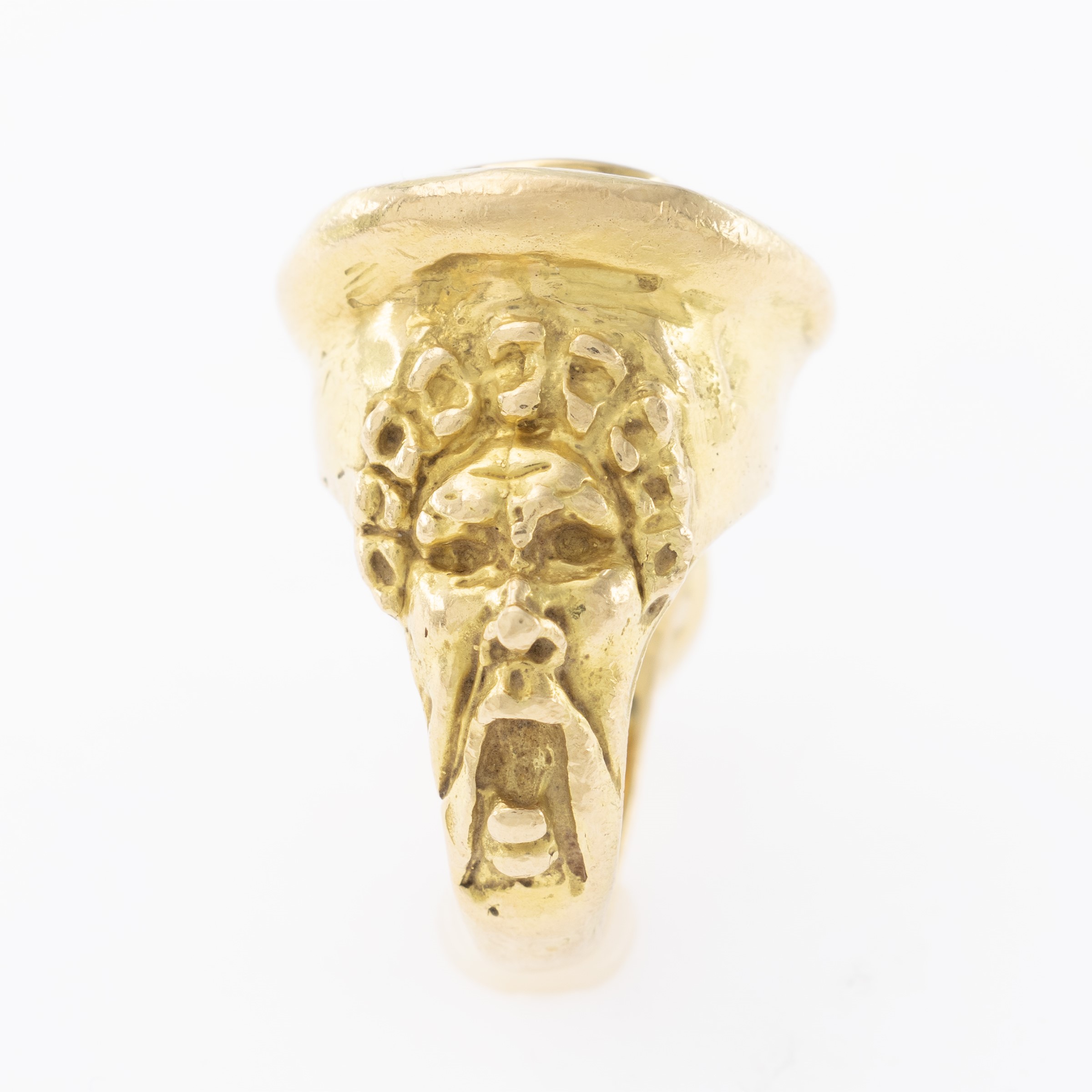 Germano - Anello scultura in oro giallo 18kt con zaffiro e smeraldo