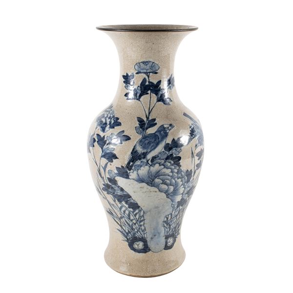Glazed ceramic baluster vase