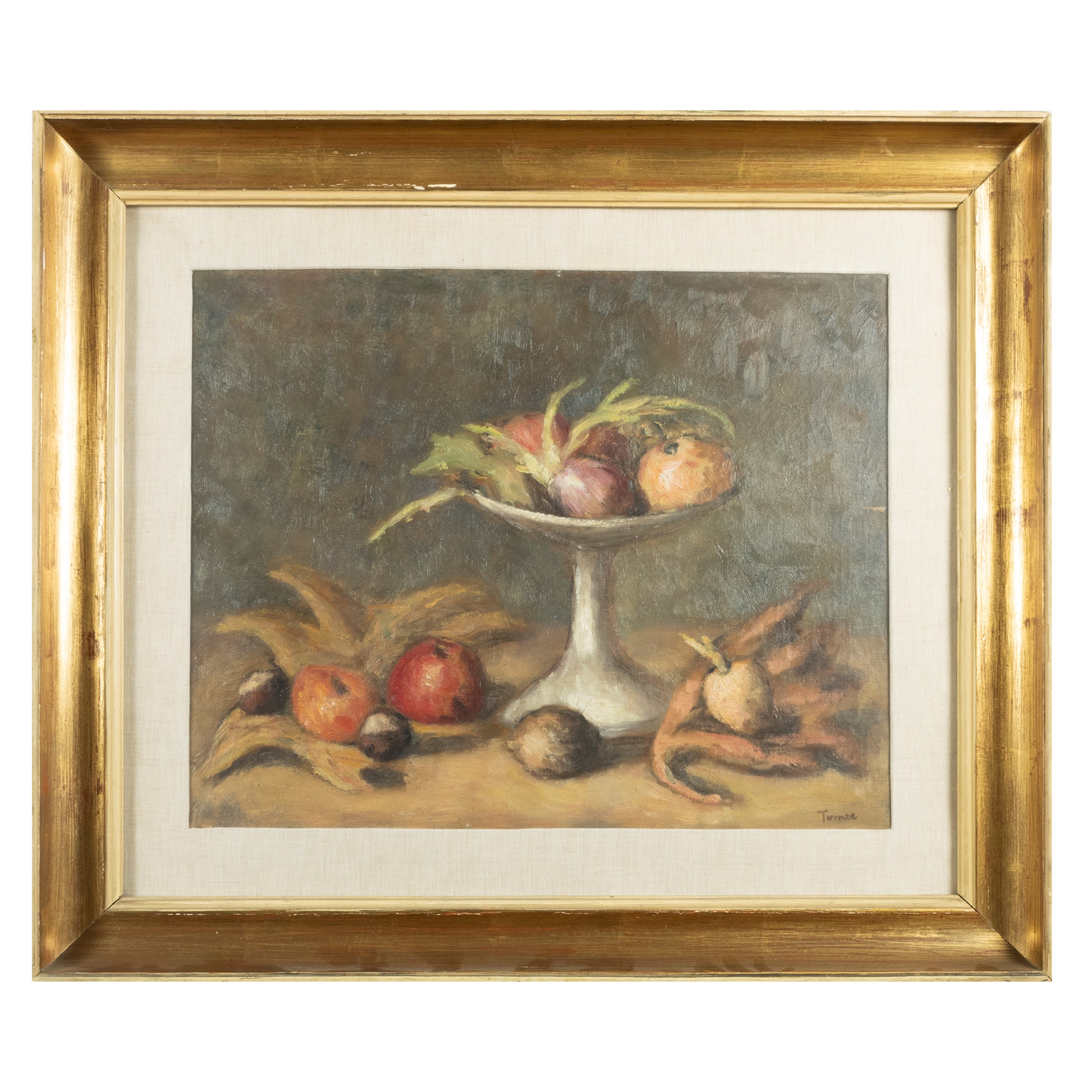 "Fruttiera con foglie"