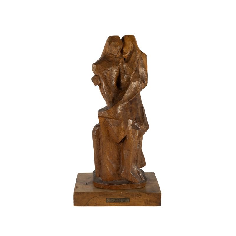 Annibale Zucchini - Il ratto, scultura in legno
