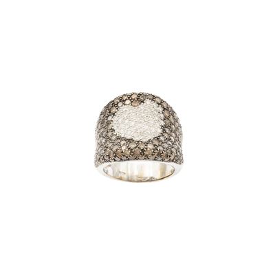 Anello a Cuore in Oro Bianco 18kt Diamanti e Diamanti Brown