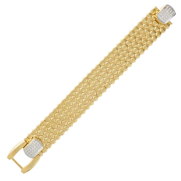 Bracciale a fascia in oro giallo e bianco 18kt e diamanti