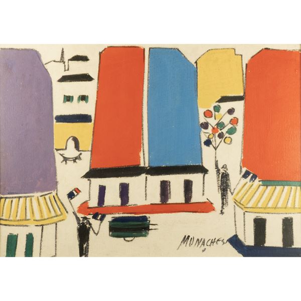 Sante Monachesi - "Parigi Agrà con Muri ciechi e figure a Parigi"