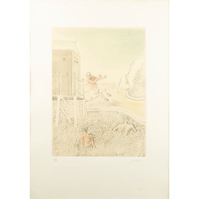 L'arrivo del centauro, acquaforte e acquatinta a colori