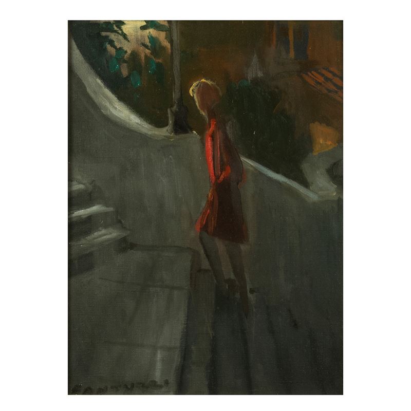Eliano Fantuzzi - Cappotto rosso, olio su tela, 1967