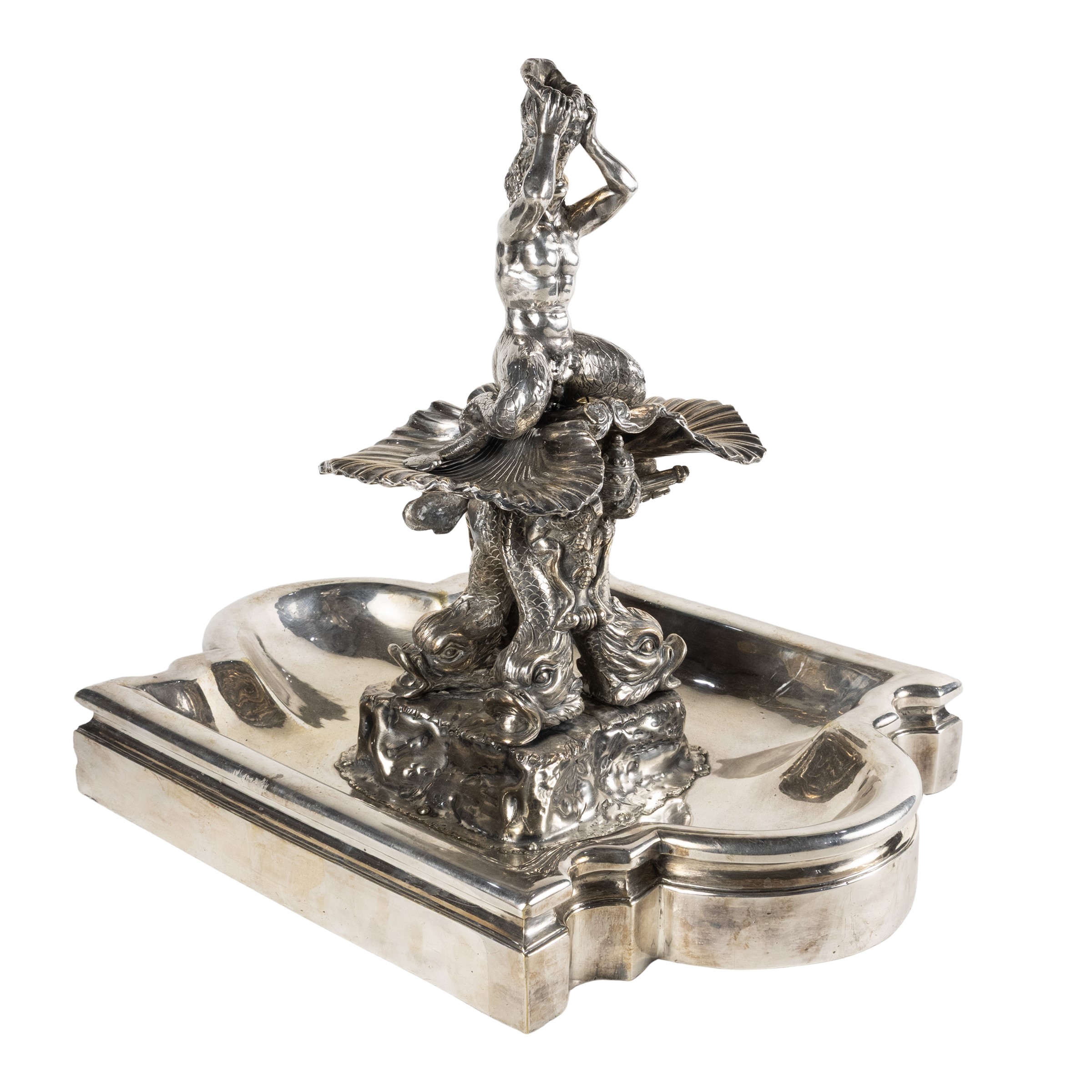 Modello della Fontana del Tritone a Roma in bronzo argentato