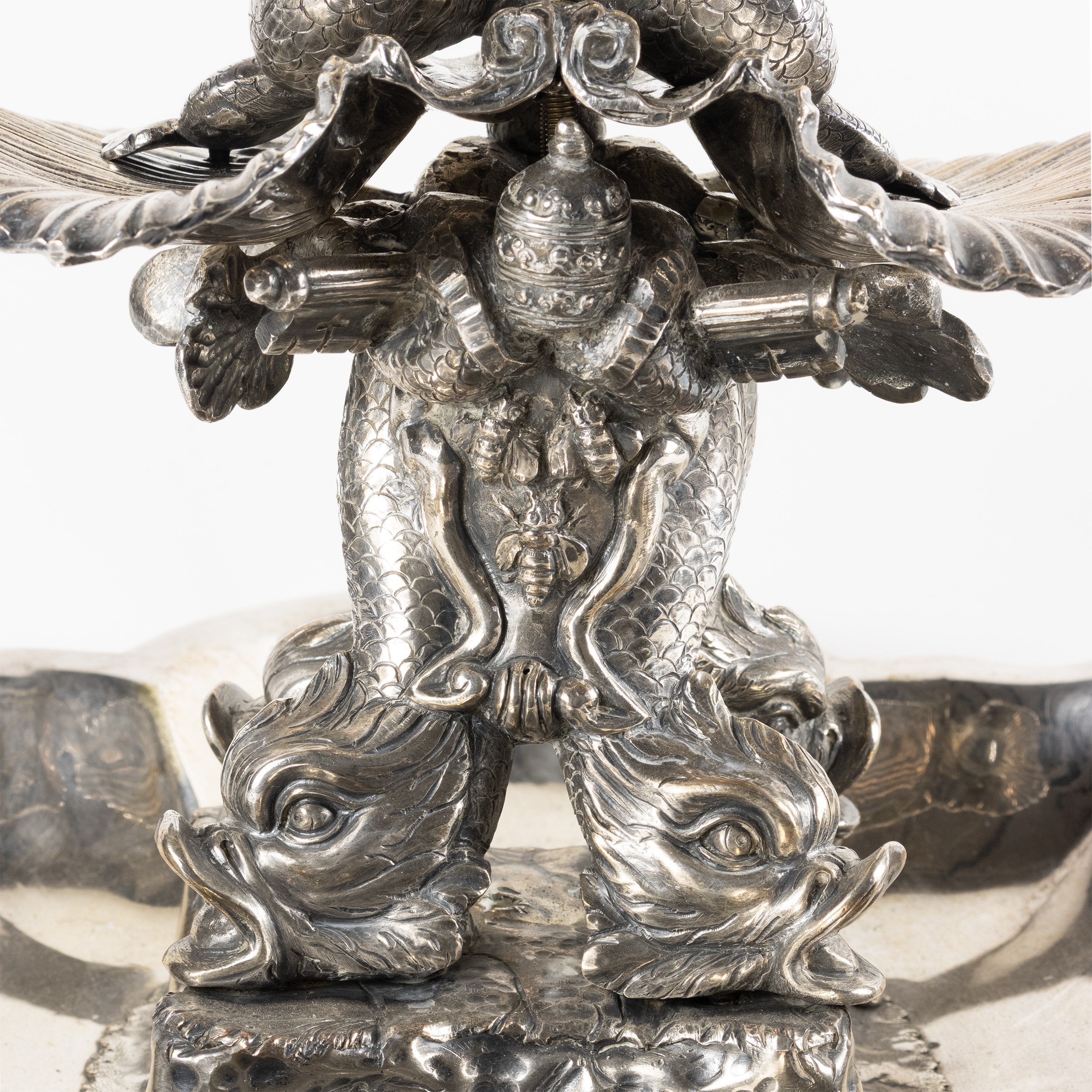 Modello della Fontana del Tritone a Roma in bronzo argentato