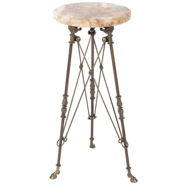 Gueridon in bronzo e marmo  (Francia, XIX Sec.)  - Asta FINE ART, MARMI ROMANI, DIPINTI ANTICHI E DEL XIX SECOLO - II - Colasanti Casa d'Aste