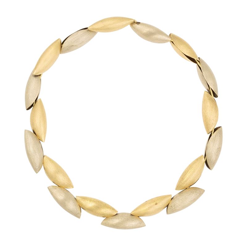 Collana Design in Oro Satinato a Due Colori 18kt