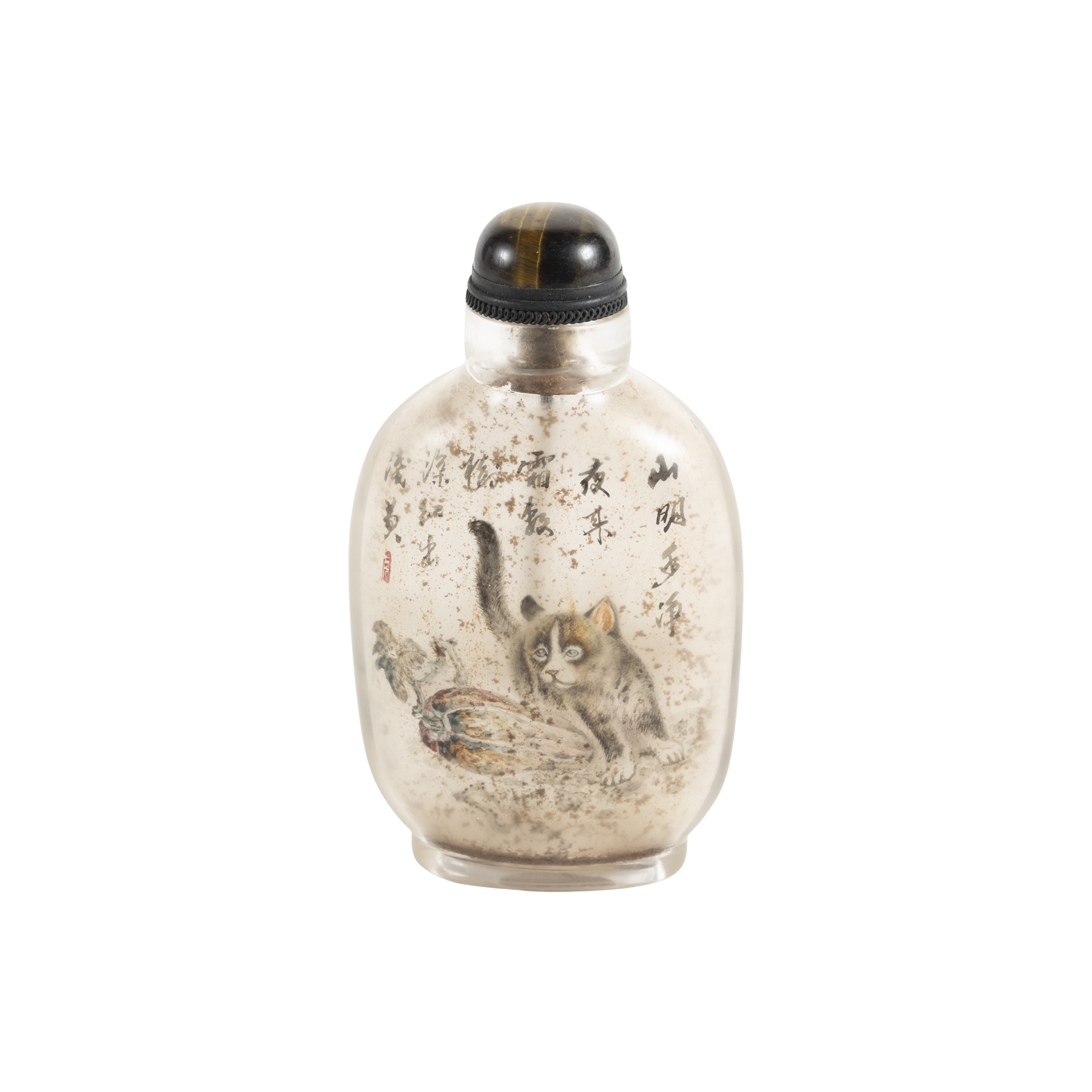 Snuff bottle in vetro dipinto