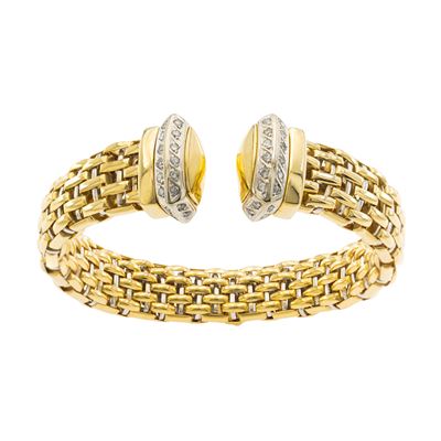 Fope, Bracciale a manetta in oro a due colori 18kt con diamanti