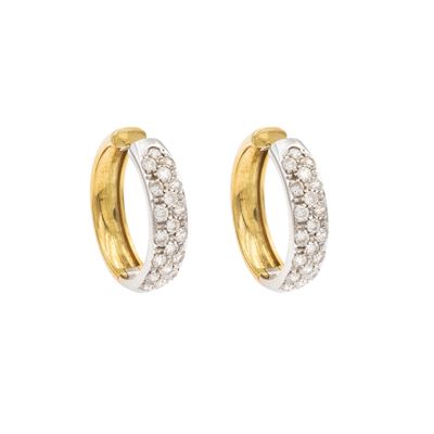 Orecchini Cerchi in Oro 18kt a Due Colori e Diamanti