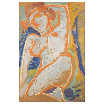 Nudo di donna, tecnica mista su cartone