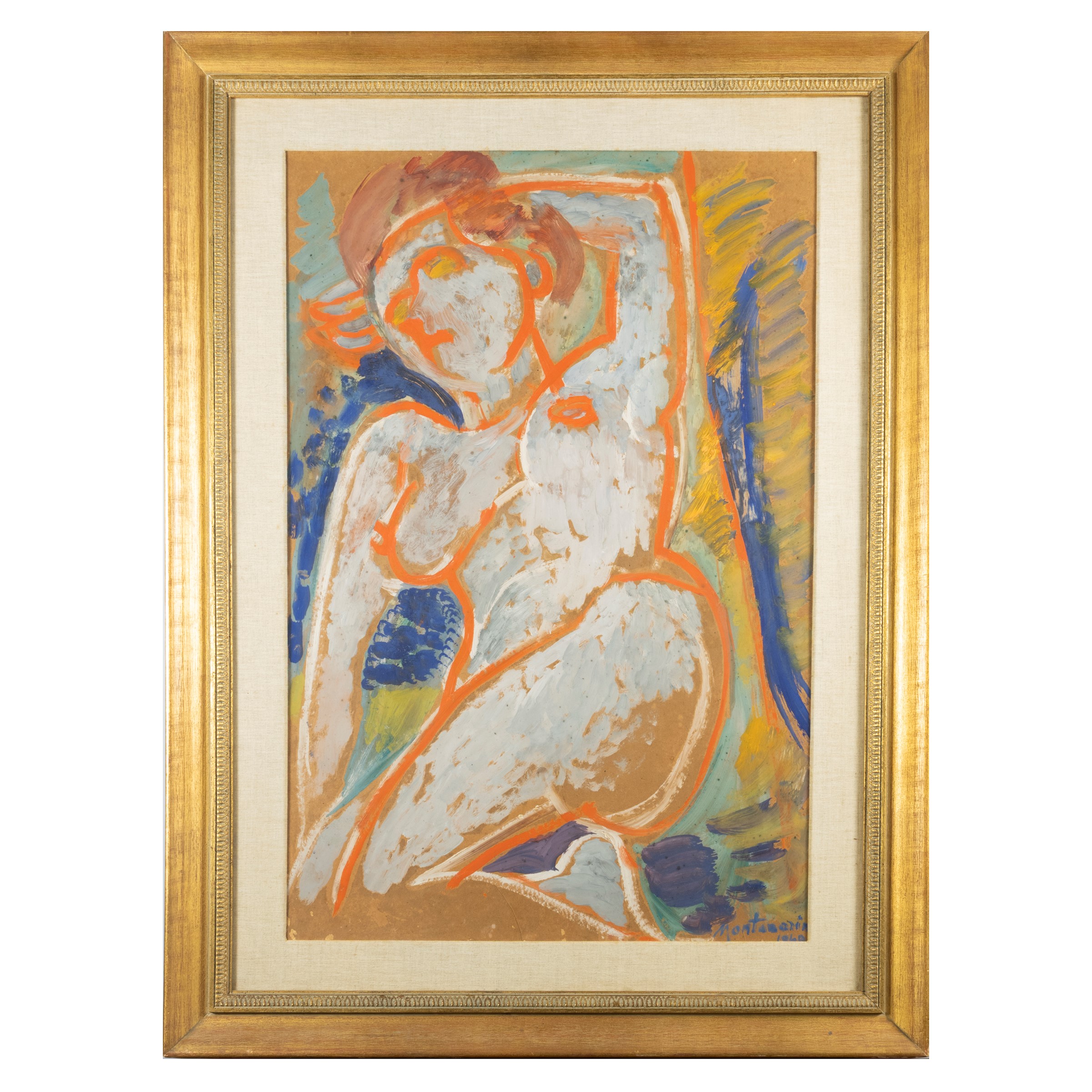 Luigi Montanarini - Nudo di donna, tecnica mista su cartone