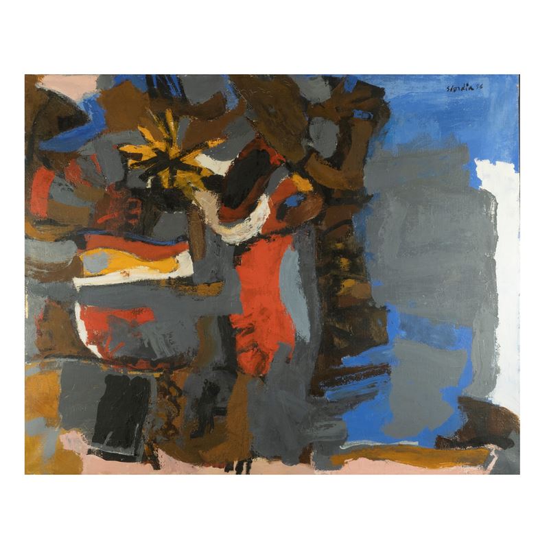 Antonio Scordia - Alberi d'autunno, olio su tela