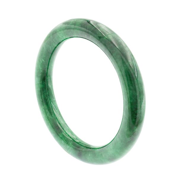 Bracciale a manetta in giada naturale verde scuro