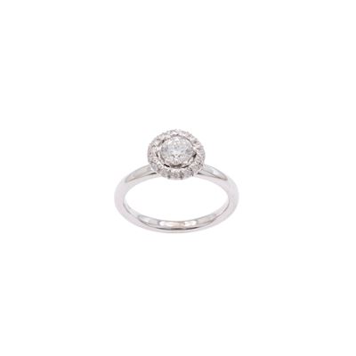 Anello solitario in oro bianco 18 kt con diamante a taglio brillante