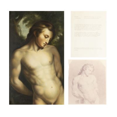 Studio per La Grazia e il Sublime. Olio su cartone 51x30 cm, 1976